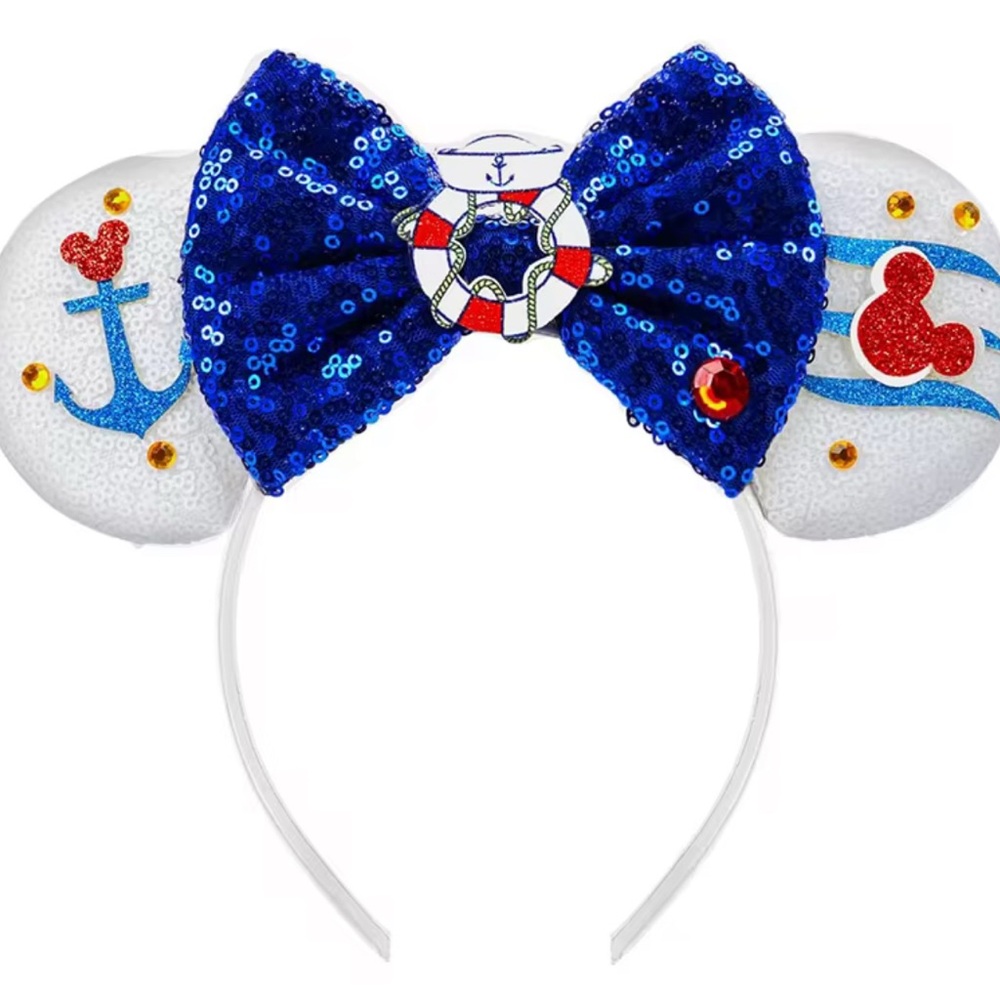 Disney Blue and White Sequin Cruise Headband